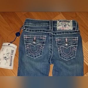 NEW TRUE RELIGION JEANS LITTLE GIRL SIZE 4T PINK THREAD ADORABLE